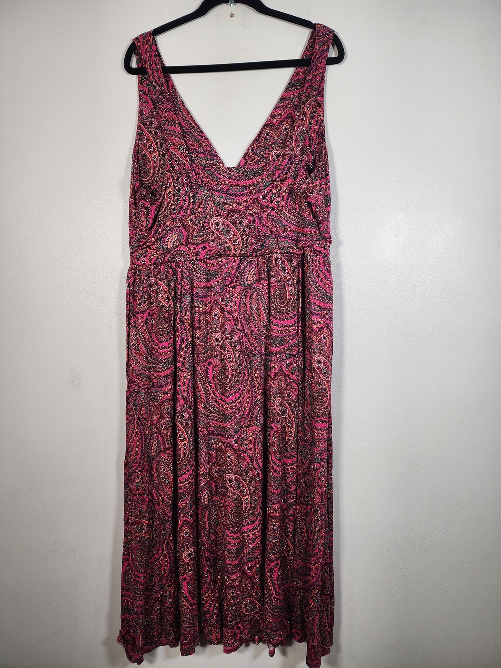Boden Burgundy Paisley V-Neck Sleeveless Maxi Dress - Picture 4 of 7
